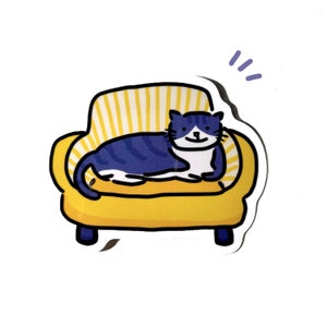 Pegatina de vinilo impermeable de gato de sofá amarillo