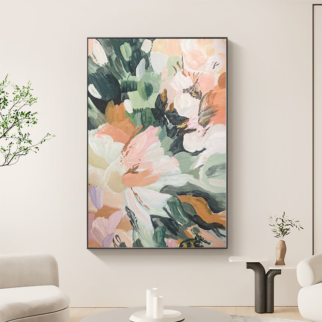 Abstract Pink Flower Landscape Oil Painting on Canvas Large - Etsy