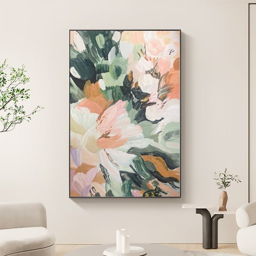 Abstract Original Flower Oil Painting on Canvas Large Wall Etsy
