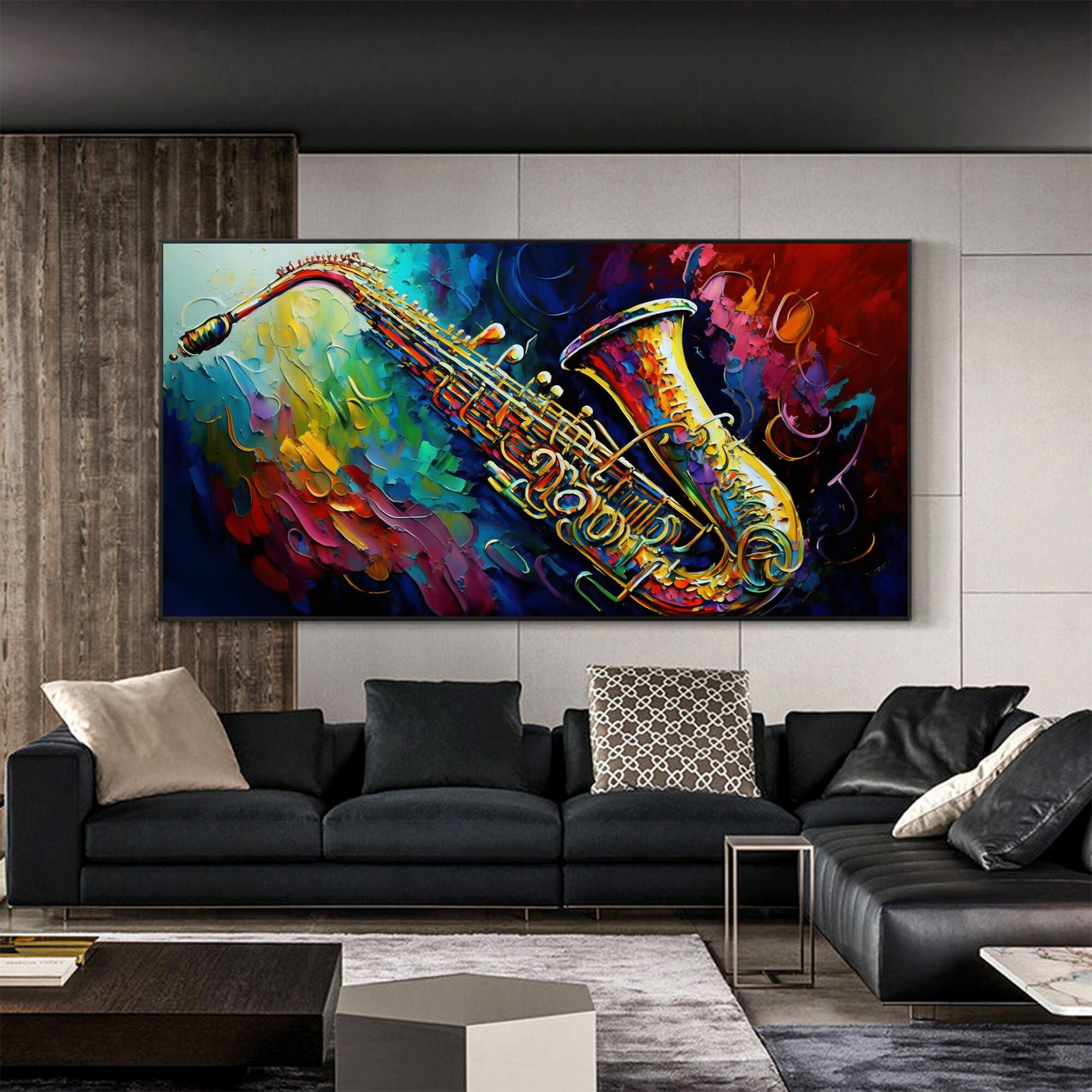 Original Saxophone Oil Painting on Canvasextra Large Wall Etsy