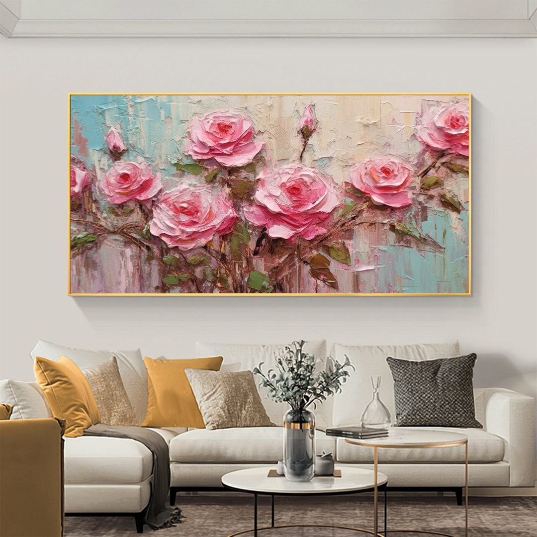 Abstract Rose Flower Oil Painting on Canvaslarge Wall - Etsy