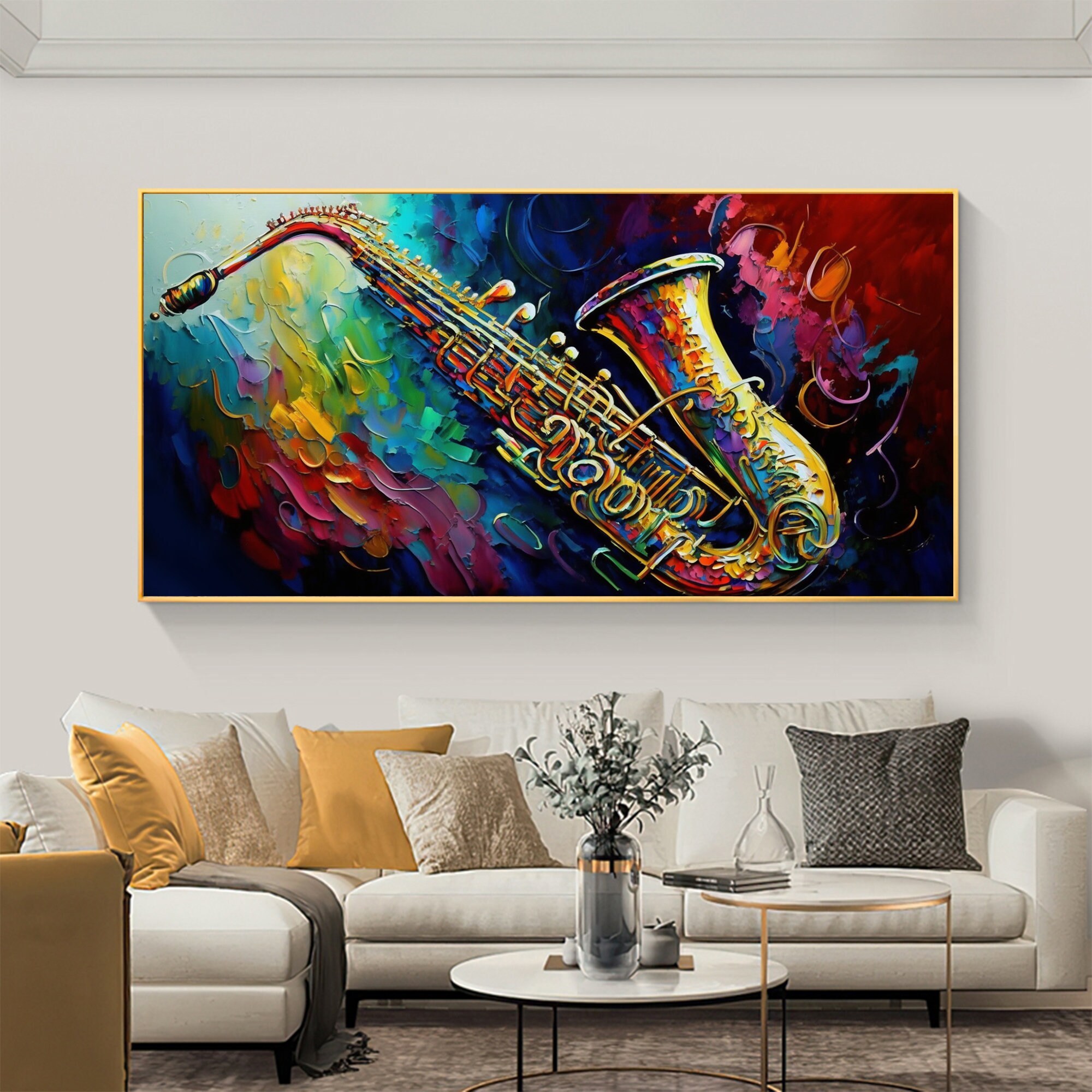 Original Saxophone Oil Painting on Canvasextra Large Wall Etsy
