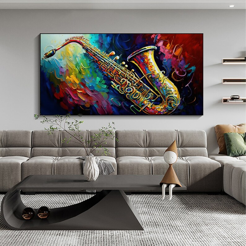 Original Saxophone Oil Painting on Canvasextra Large Wall Etsy
