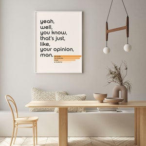 The Big Lebowski, Retro, Minimalist Wall Art, Digital Download Print, Wall art