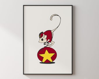 Circus Mouse, Jumping Mouse, Coraline, Halloween, Digital Download Print, Wall art