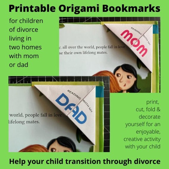 printable origami bookmarks for children of divorce paper etsy australia