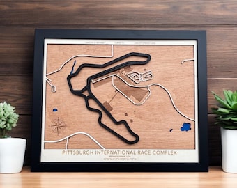 3D Wooden Pittsburgh Race Track Map: Personalized Motorsport Wall Art