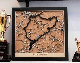Nürburgring Wooden Map | German Grand Prix Racing Wall Art | Gift for Racing Fan | Personalized 3D Laser Cut Motorsport Decor