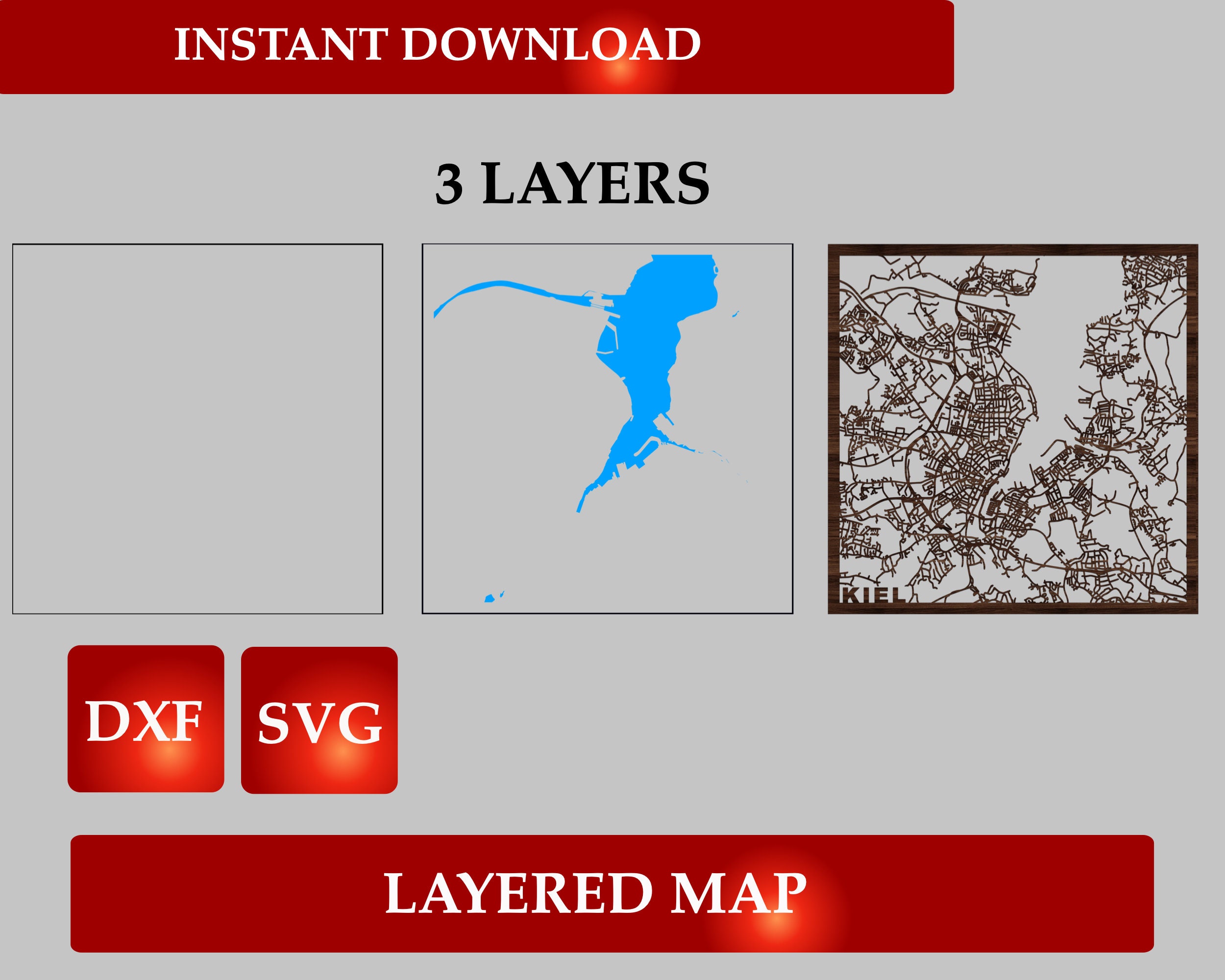 Sharpmap Dxf Kiel 3D Map: Multilayer Laser Cut File (SVG DXF Digital Download) - Etsy