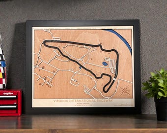 Virginia International Raceway Wooden Map | 3D Racing Track Wall Art | VIR Circuit Decor | Motorsport Gift for Racing Fans