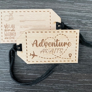 Adventure Awaits Luggage Tag Design: Wanderlust Travel Quote (SVG, DXF Digital Download)