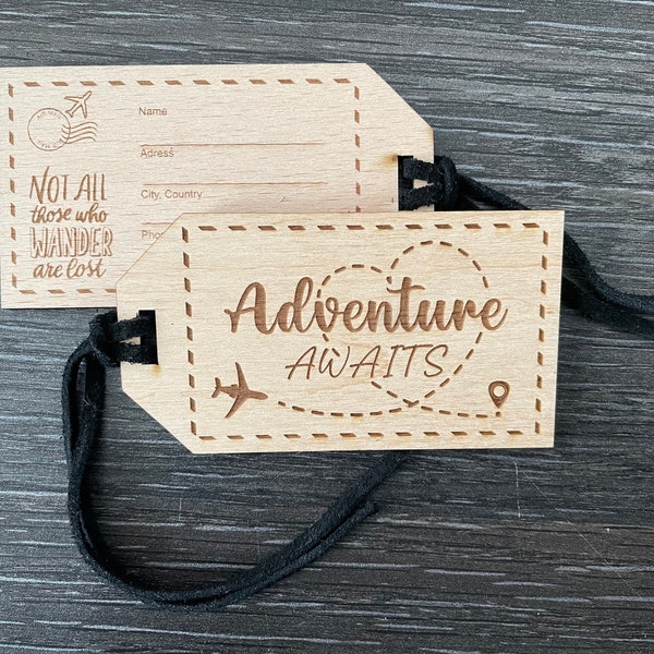 Instant Download: Adventure Awaits - Printable Luggage Tag Design - Wanderlust Travel Quote - SVG and DXF file