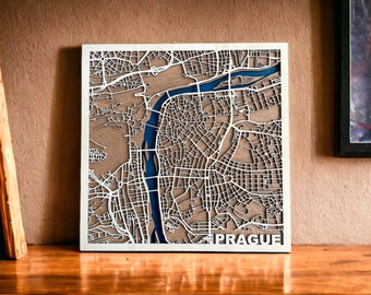 Digital File DXF, SVG - Custom City Map Wood Multilayer Laser Cut Designs Vector, art, wall art, housewarming gift, anniversary gift