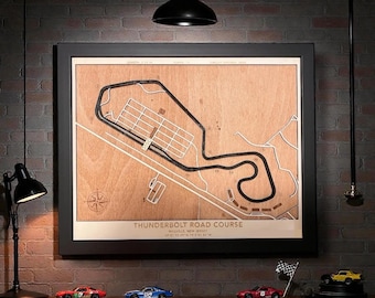 Thunderbolt Raceway Wooden Map | New Jersey Motorsports Park Wall Art