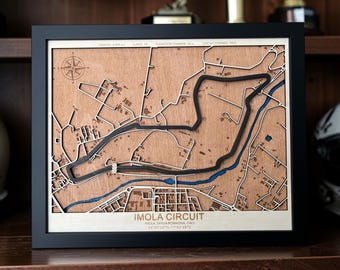 Imola Circuit Wooden Map | Italian Grand Prix F1 Racing Wall Art | Personalized Gift for Formula 1 Fan | Laser Cut Motorsport Man Cave Decor