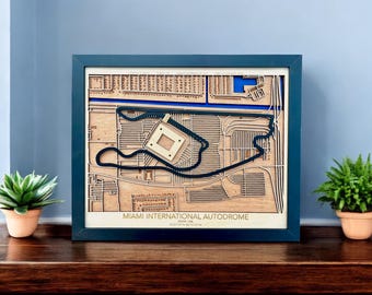 Miami Grand Prix Wooden Map | F1 Racing Wall Art | Personalized Gift for Formula 1 Fan | Miami GP Laser Cut Motorsport Decor