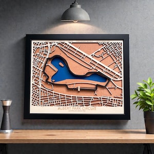 Albert Park Circuit Wooden Map | Australian Grand Prix F1 Racing Wall Art | Personalized Gift for Formula 1 Fan | Laser Cut Motorsport Decor