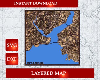 Istanbul 3D Layered Map: Laser Cut Files SVG DXF (Digital Download)