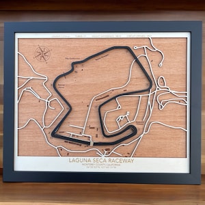 Laguna Seca-circuitkaart, Laguna Seca 3D-kaart, racecadeau, indycar cadeau, Laguna Seca Raceway, racebaan kunst aan de muur, autoliefhebber kunst aan de muur, autoliefhebber kunst aan de muur