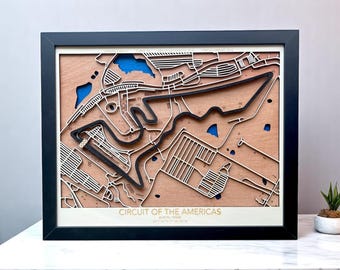 Circuit of the Americas Wooden Map | COTA F1 Racing Wall Art | Personalized Gift for Formula 1 Fan | Austin Texas Motorsport Decor