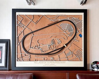 Talladega Superspeedway Wooden Track Map: Laser Cut NASCAR Wall Art