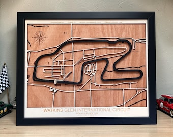 Watkins Glen International Circuit Wooden Map | F1 NASCAR Racing Wall Art | Personalized Gift for Racing Fan | Laser Cut Motorsport Decor