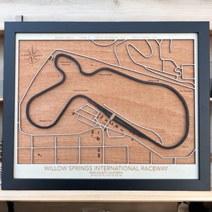 Willow Springs Raceway-kaart: perfect cadeau voor motorsportliefhebbers