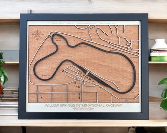 Willow Springs Raceway Wooden Map | California Racing Wall Art | Gift for Racing Fan | Personalized 3D Laser Cut Motorsport Decor