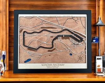 Wooden Sonoma Raceway Map – Laser-Cut Race Track Wall Art