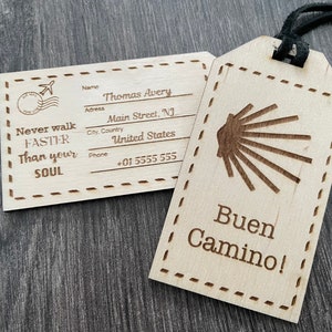 Custom El Camino de Santiago luggage tag - Personalized Pilgrim Camino Luggage Tag