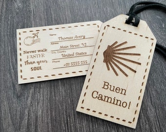 Custom El Camino de Santiago luggage tag - Personalized Pilgrim Camino Luggage Tag