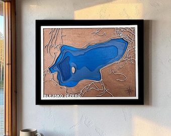 Lake Bled Wood Map | 3D Bathymetric Depth Chart Slovenia | Wooden Topographic Lake Art | Nautical Wall Decor | Personalized Gift