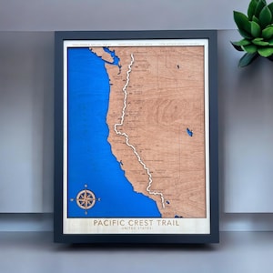 Pacific Crest Trail Wooden Map: 3D Layered Wall Art Gift