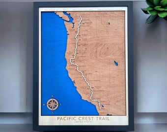 Pacific Crest Trail Map: 3D Layered Wall Art Gift