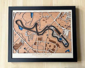 Suzuka Circuit Wooden Map | Japanese Grand Prix F1 Racing Wall Art | Personalized Gift for Formula 1 Fan | Motorsport Man Cave Decor