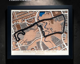 Arlington IndyCar Track Map 2026 | Personalized Race Track Wall Art | IndyCar Circuit Map | Custom Wooden Racing Gift