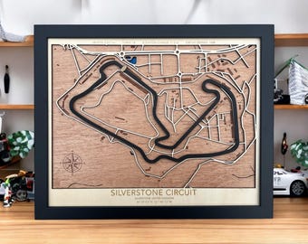 Silverstone Circle Map | F1 British Grandprix Racing Wandkunst | Personalisiertes Geschenk für Formel-1-Fan | Laser-Cut Mann Höhle Dekor