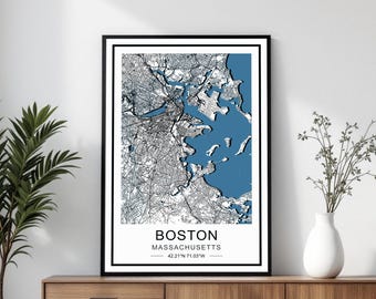 Boston City Map Art: Modern 3D Style Print (Digital Download)