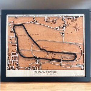 Circuitkaart Monza, racecircuit Monza, cadeau fan Formule 1, Formule 1-circuit Monza, racekunst aan de muur, cadeau motorsportfan, Formule 1-kunst