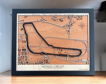 Monza Circuit Wooden Map | Italian Grand Prix F1 Racing Wall Art | Personalized Gift for Formula 1 Fan | Handcrafted Motorsport Decor