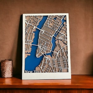 Carte en bois multicouche de New York fichier SVG et DXF
