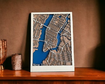 New York multilayer wooden map SVG and DXF file