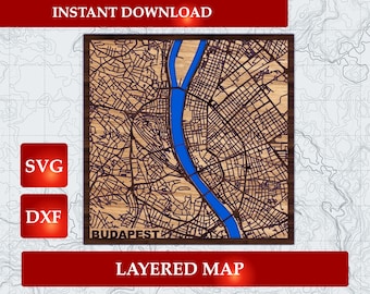 Budapest Map 3D Layered Instant Download Digital File SVG DXF Budapest Ornament DIY