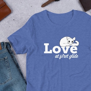 Unisex t-shirt Love at First Glide, Sugar Glider Tee, White, Leu, Leucistic