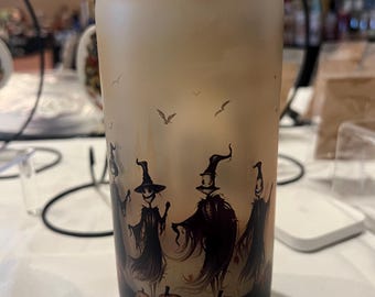 Lata de cristal con forma de bruja para Halloween