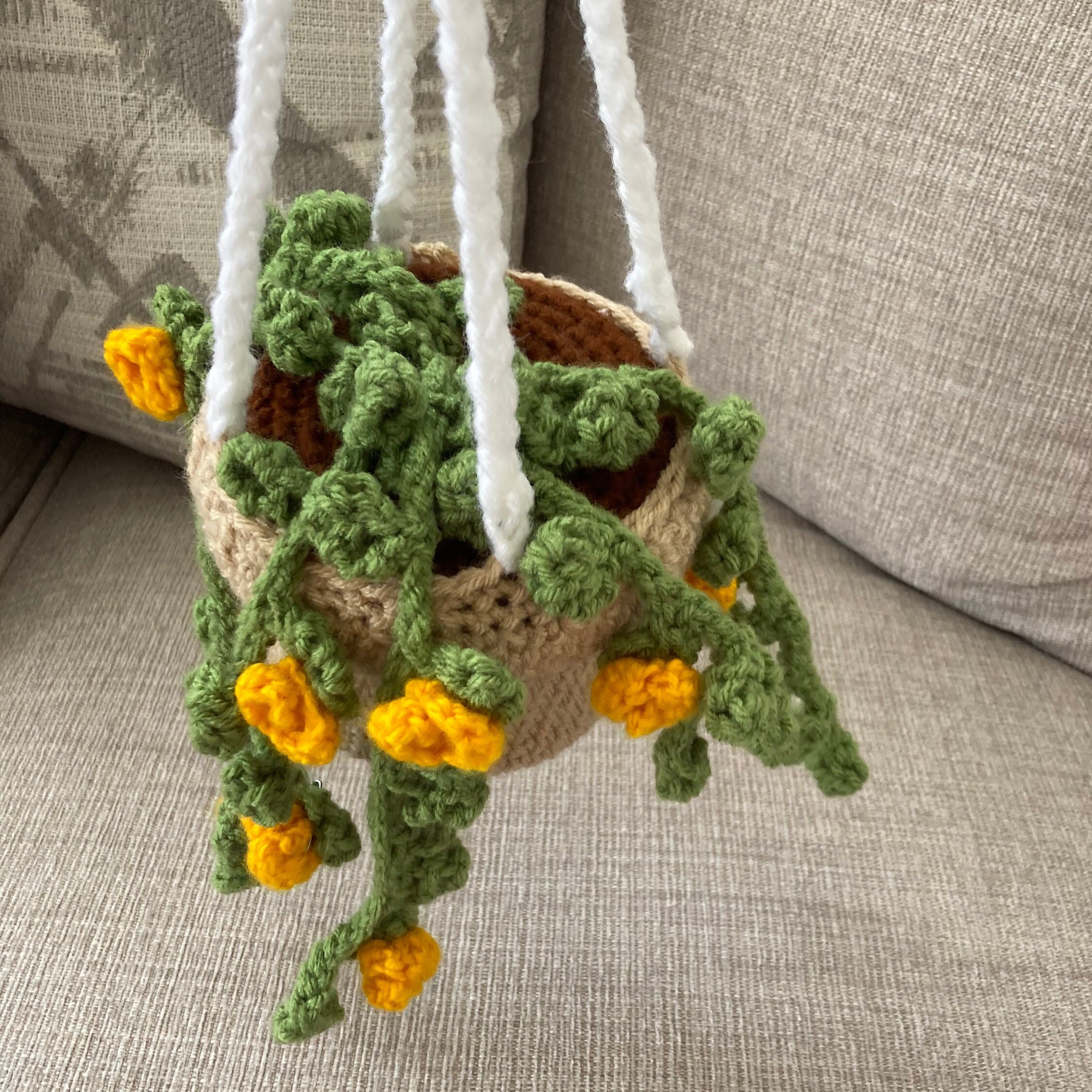 Crochet Hanging Plant With Flowers PDF Pattern - Etsy