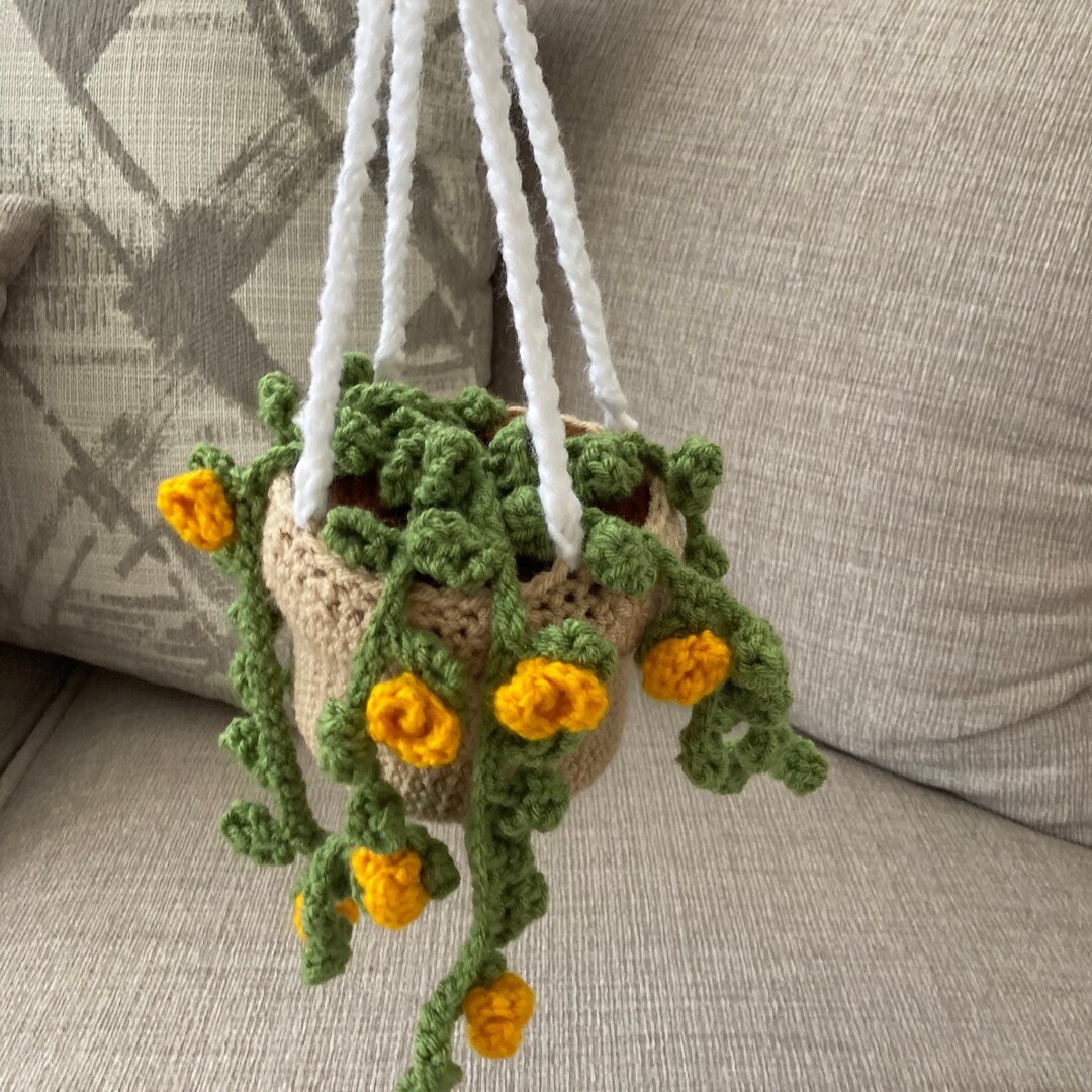 Crochet Hanging Plant With Flowers PDF Pattern - Etsy