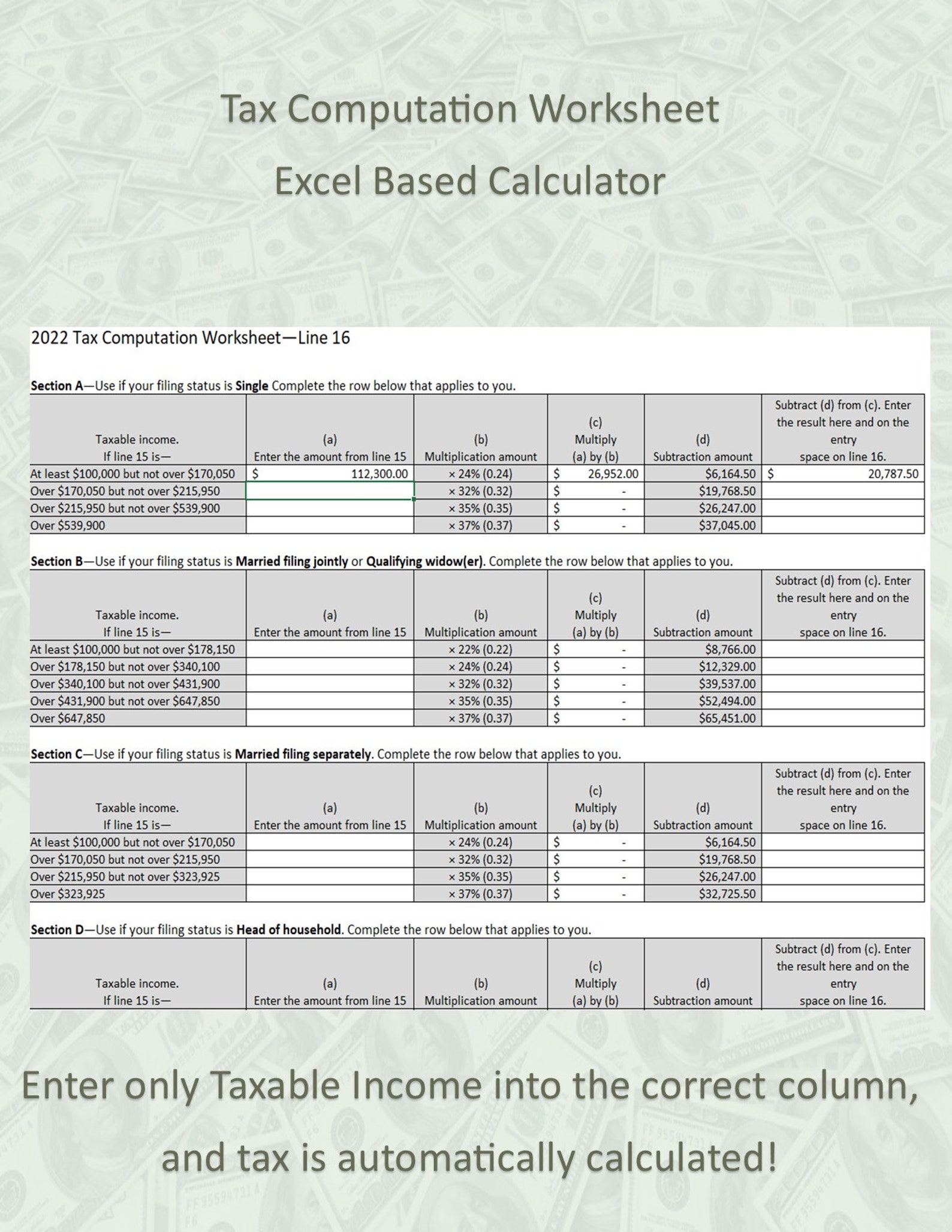 Easy Calculator for 2022 Qualified Dividends and Capital Gain Tax
