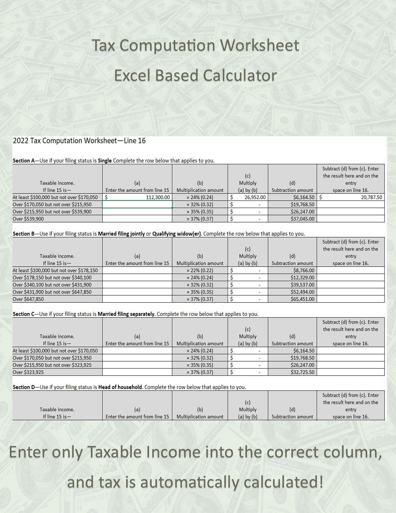 Easy Calculator for 2022 Qualified Dividends and Capital Gain Tax