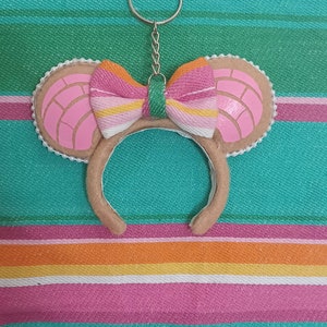 Mexikanische Pfanne Dulce Concha | inspiriert | mini Ohren Schlüsselanhänger | Taschenanhänger | Schlüsselband und Rucksackanhänger.